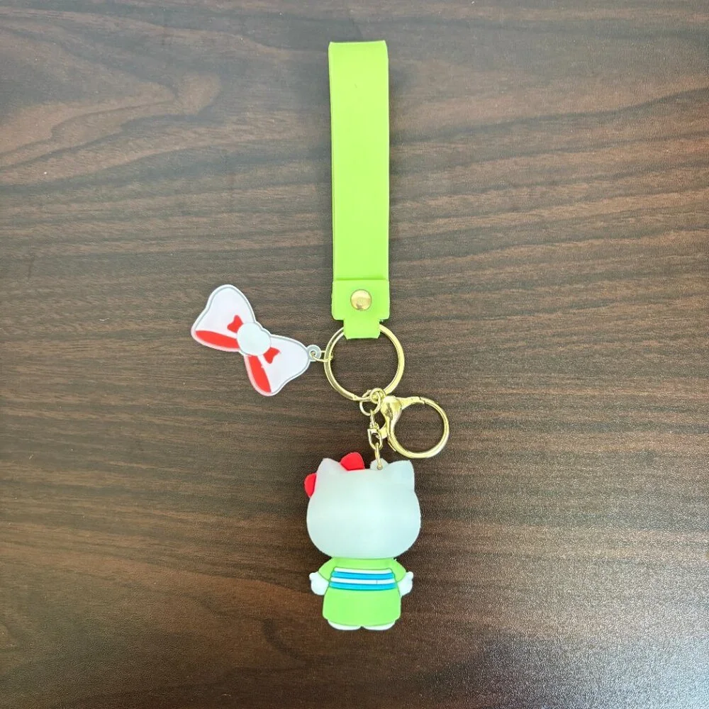 Hello Kitty Keychain Car Key Bow Wristlet Keychain Unbranded Lime Y2K Nostalgia